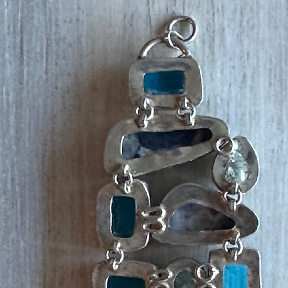 Stunning Blue and Unmarked Silver Stone /Gem Bracelet - Picture 8 of 11